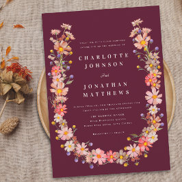 Boho Wildflower herfst bruiloft Kaart