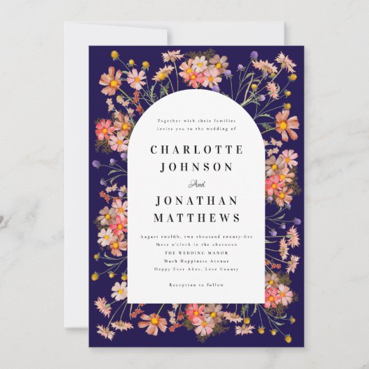 Boho Wildflower herfst bruiloft Kaart (Voorkant)