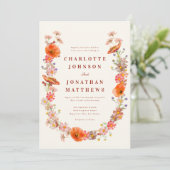 Boho Wildflower herfst bruiloft Kaart (Staand voorkant)