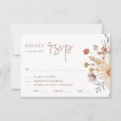 Boho Wildflower Herfst bruiloft RSVP-kaart RSVP Kaartje (Voorkant)