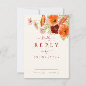 Boho Wildflower herfst bruiloft RSVP Kaartje (Voorkant)