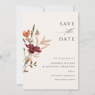 Boho Wildflower Herfst Bruiloft  Save The Date
