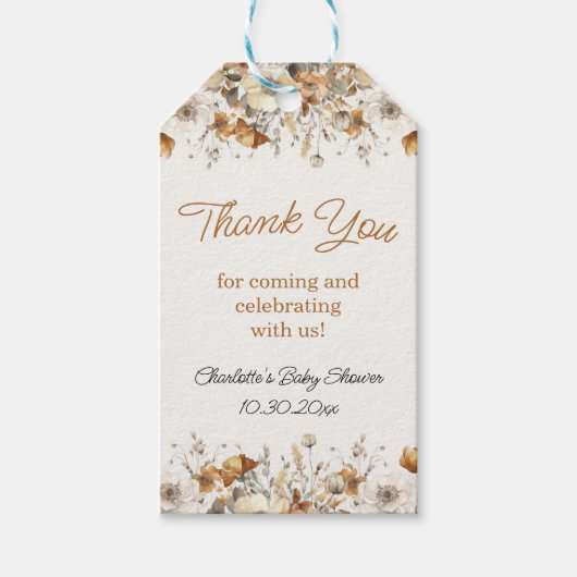 Boho Wildflower Herfst Dank u voor cadeau Labels Cadeaulabel (Voorkant)