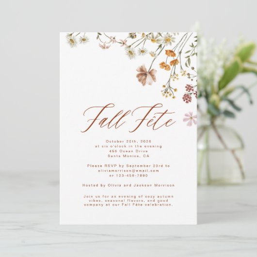 Boho Wildflower Herfst Fete Celebration Kaart (Staand voorkant)