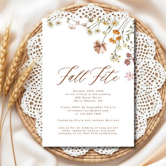 Boho Wildflower Herfst Fete Celebration Kaart