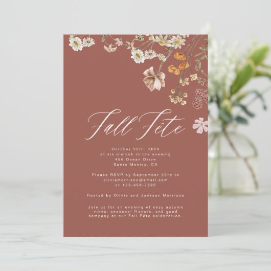 Boho Wildflower Herfst Fete Celebration Kaart (Staand voorkant)