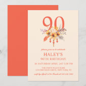Boho Wildflower Herfst Herfst Bloem 90ste Verjaard Kaart (Voorkant / Achterkant)