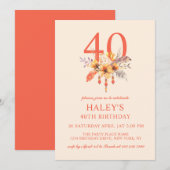 Boho Wildflower Herfst Herfst Bloemen 40e Verjaard Kaart (Voorkant / Achterkant)