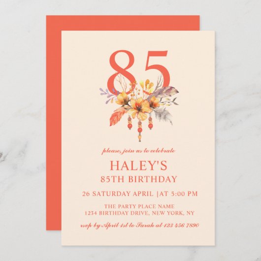 Boho Wildflower Herfst Herfst Bloemen 85e Verjaard Kaart (Voorkant / Achterkant)