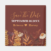 Boho Wildflower Herfst Herfst Bruiloft Save The Da Magneet (Voorkant)
