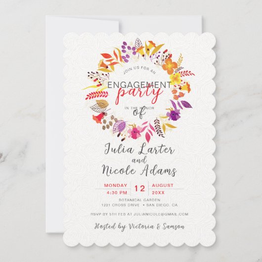 Boho Wildflower Herfst Krans Engagement Party Kaart (Voorkant)