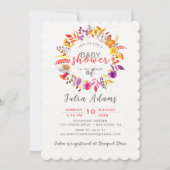 Boho Wildflower Herfst Krans Foliage Baby shower Kaart (Voorkant)