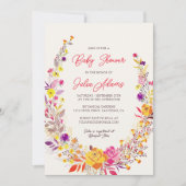 Boho Wildflower Herfst Krans Foliage Baby shower Kaart (Voorkant)