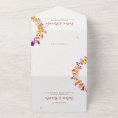 Boho Wildflower Herfst Krans Foliage Wedding All In One Uitnodiging (Buitenkant)