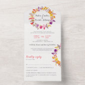 Boho Wildflower Herfst Krans Foliage Wedding All In One Uitnodiging (Binnen)