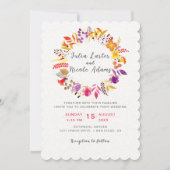 Boho Wildflower Herfst Krans Foliage Wedding Kaart (Voorkant)