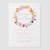 Boho Wildflower Herfst Krans Foliage Wedding Vellum Uitnodigingen (Voorkant)