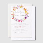 Boho Wildflower Herfst Krans Foliage Wedding Vellum Uitnodigingen (Offset)