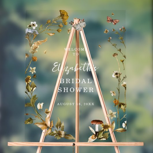 Boho Wildflower | Herfst Vrijgezellenfeest Welkom Acryl Bord (Neutraal)