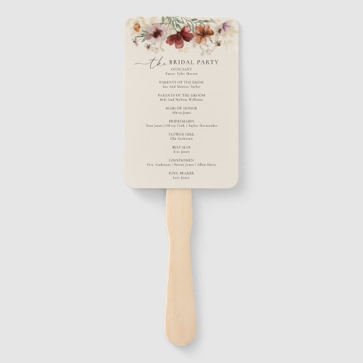 Boho Wildflower Herfst Wedding Programma Handwaaier (Achterkant)