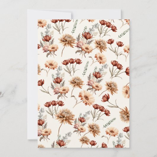 Boho Wildflower Herfstfeest Viering Kaart (Achterkant)