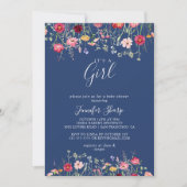 Boho Wildflower Het is een meisje Baby shower Kaart (Voorkant)