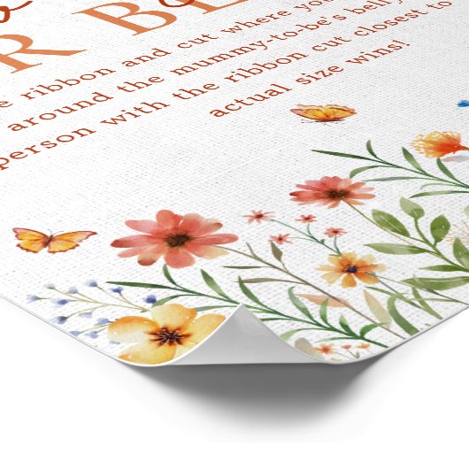 Boho Wildflower Hoe groot haar buik Baby shower sp Poster (Hoek)