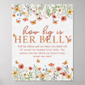 Boho Wildflower Hoe groot haar buik Baby shower sp Poster (Voorkant)