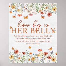 Boho Wildflower Hoe groot haar buik Baby shower sp Poster
