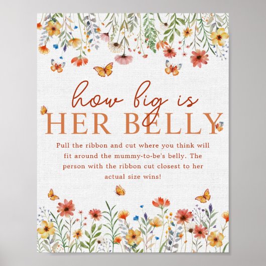 Boho Wildflower Hoe groot haar buik Baby shower sp Poster (Voorkant)