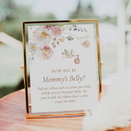 Boho Wildflower Hoe groot is mama's buikteken Poster