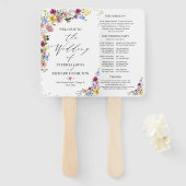 Boho Wildflower Huwelijksprogramma Handwaaier (Voorkant en achterkant)