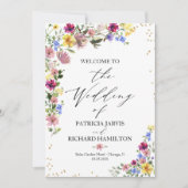 Boho Wildflower Huwelijksprogramma Kaart (Voorkant)