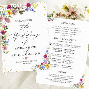 Boho Wildflower Huwelijksprogramma Kaart
