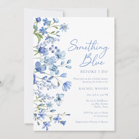 Boho Wildflower iets blauw ik doe Vrijgezellenfees Kaart (Voorkant)