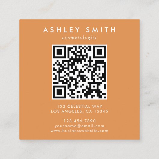 Boho Wildflower Initiaal A QR-code Vierkante Visitekaartje (Achterkant)