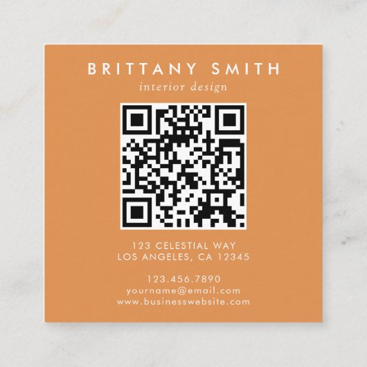 Boho Wildflower Initiaal B QR-code Vierkante Visitekaartje (Achterkant)