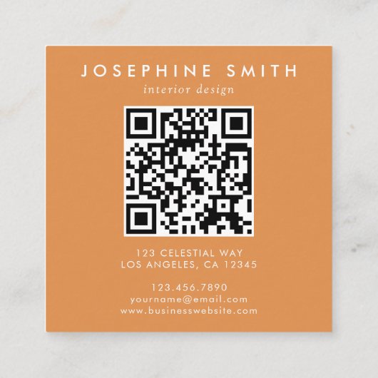 Boho Wildflower Initiaal J QR Code Vierkante Visitekaartje (Achterkant)