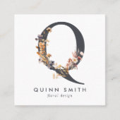 Boho Wildflower Initiaal Q QR Code Vierkante Visitekaartje (Voorkant)