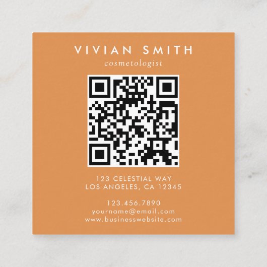 Boho Wildflower Initiaal V QR-code Vierkante Visitekaartje (Achterkant)