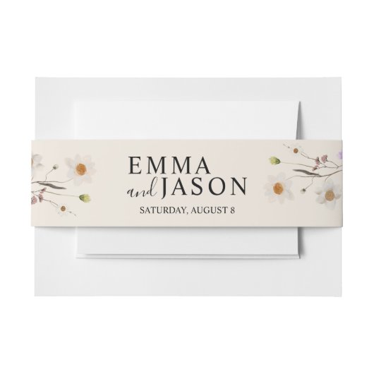 Boho Wildflower Invitation Belly Band Uitnodigingen Wikkel (Voorkant Voorbeeld)
