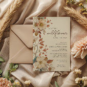 Boho Wildflower Ivoor Floral Baby shower Kaart