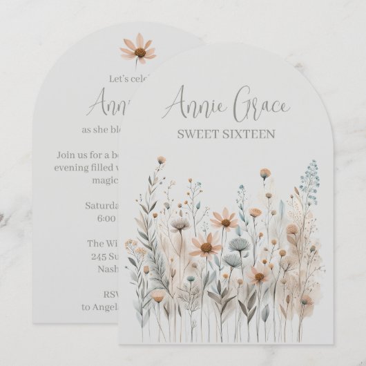 Boho Wildflower Kaart (Voorkant / Achterkant)