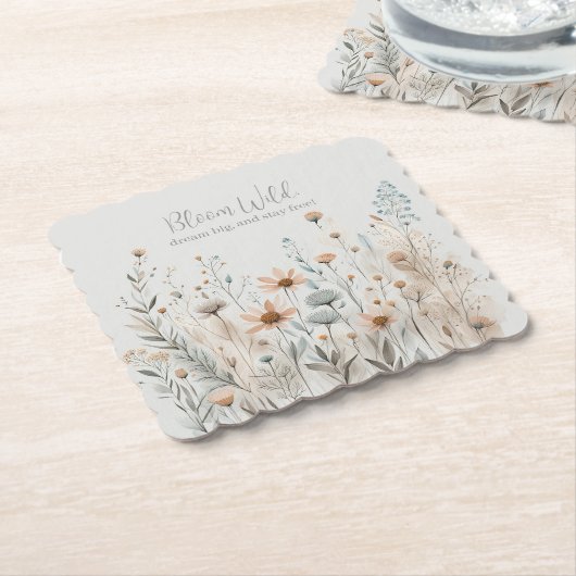 Boho Wildflower Kartonnen Onderzetters (Gebogen)