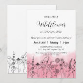 Boho Wildflower Kids Verjaardag Nodig Waterverf ui Kaart (Voorkant / Achterkant)