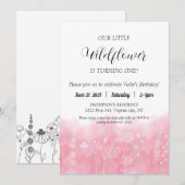 Boho Wildflower Kids Verjaardag Nodig Waterverf ui Kaart (Voorkant / Achterkant)