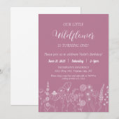 Boho Wildflower Kids Verjaardag Uitnodiging Eenvou (Voorkant / Achterkant)