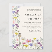 Boho Wildflower Kleurrijke Bloemen Bruiloft Kaart (Voorkant)