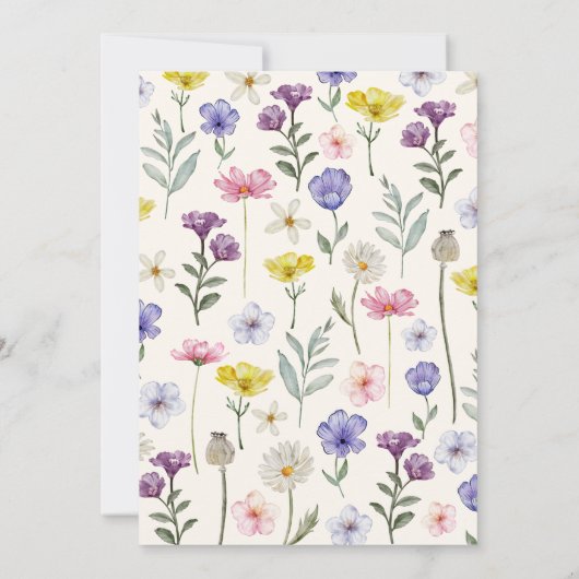Boho Wildflower Kleurrijke Bloemen Bruiloft Kaart (Achterkant)