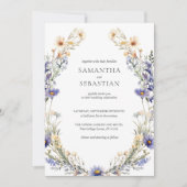 Boho Wildflower krans | Botanische bruiloft Kaart (Voorkant)